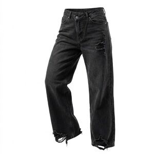 Forever 21 Black Cross-Buckle Straight-Leg Jeans | Size 26